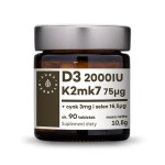 Witamina D3 (2000IU) + K2mk7 + Cynk + Selen 90 tab. - Aura Herbals